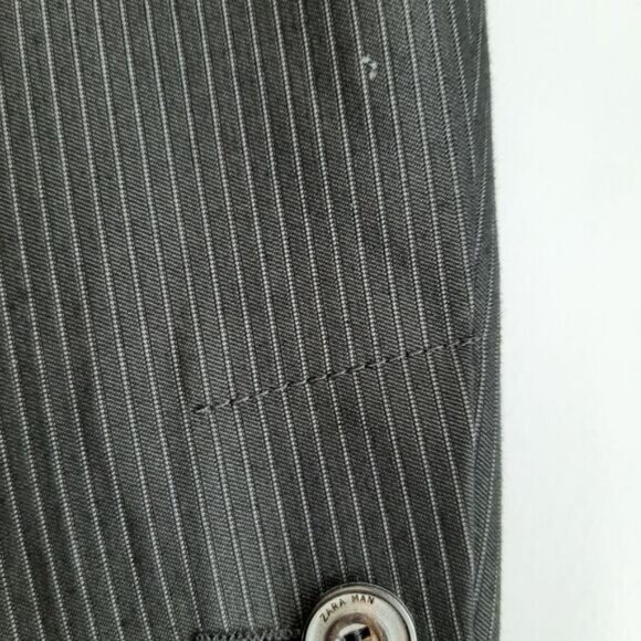 ZARA MAN Cotton Blend Blazer Jacket Pin-Stripe Black Men's Sz 40 R Flawed - Picture 6 of 16
